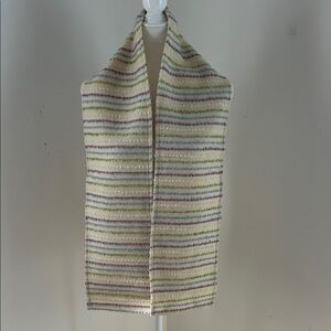 Blarney Woolen MillsCream/Purple/Blue/Green Wool Blend Scarf